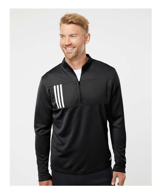 Adidas 3-Stripes Double-Knit Quarter-Zip Pullover